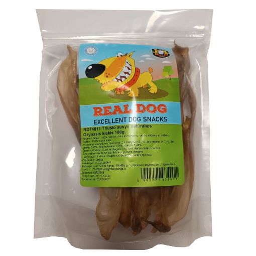 Picture of RD74011 Real Dog Snacks Rabbit Ears Natural 100g