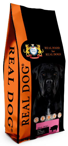 Picture of RD70196 REAL DOG PUPPY-JUNIOR All Breeds PORK & RICE 20kg