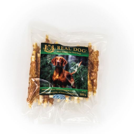 Picture of RD-105 REAL DOG ​​SNACKS Rawhide sticks, wrapped in chicken 11cm 500g