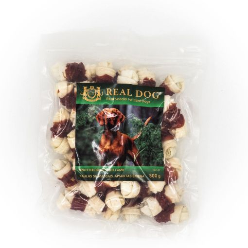 Picture of RD-142 REAL DOG ​​SNACKS Knotted bone, wrapped in lamb 500g
